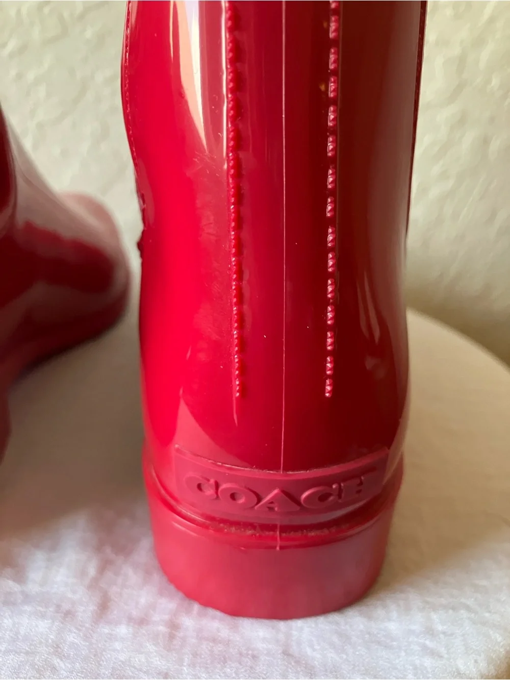 Coach: Red “Candy Apple”Rivington Rain Booties Boots- 7